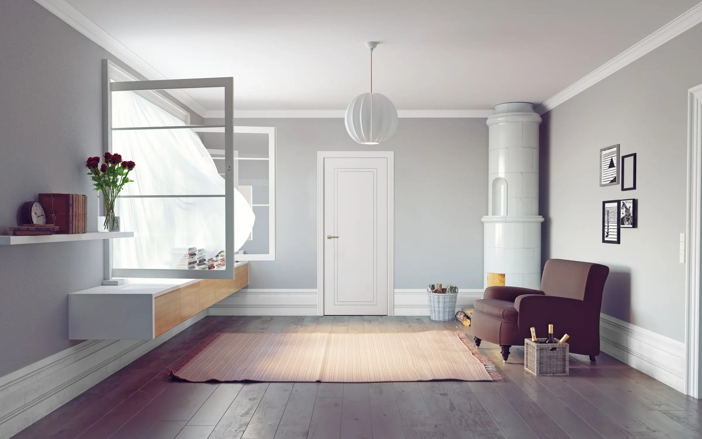 Hume Accent HA5 flush internal door in a modern living room